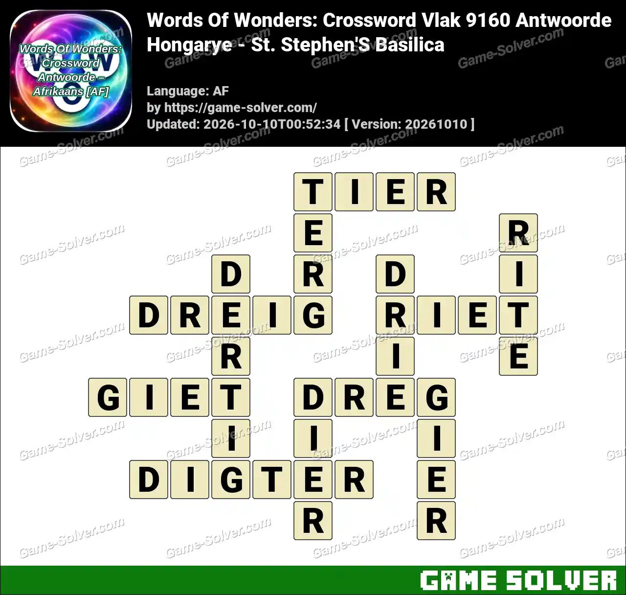 Words Of Wonders: Crossword Vlak 9160 Antwoorde – Hongarye – St. Stephen’S Basilica